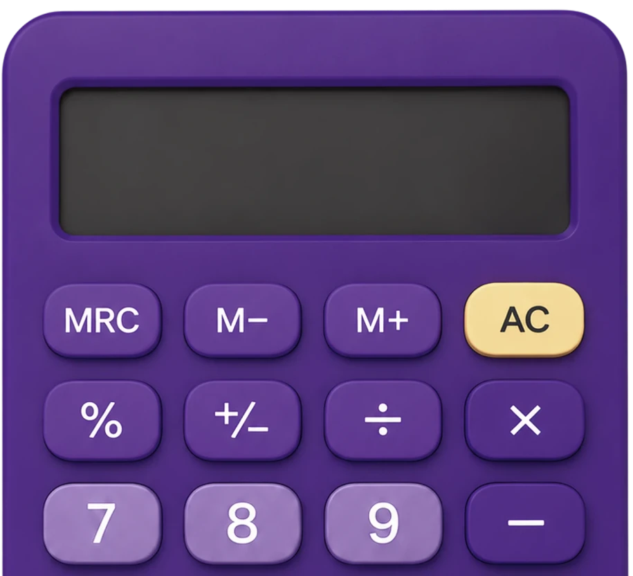Calculadora roxa representando a simulação da Reforma Tributária